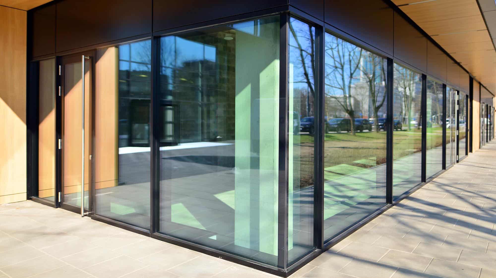 Panoramic windows of new commercial premises. Commercial propert